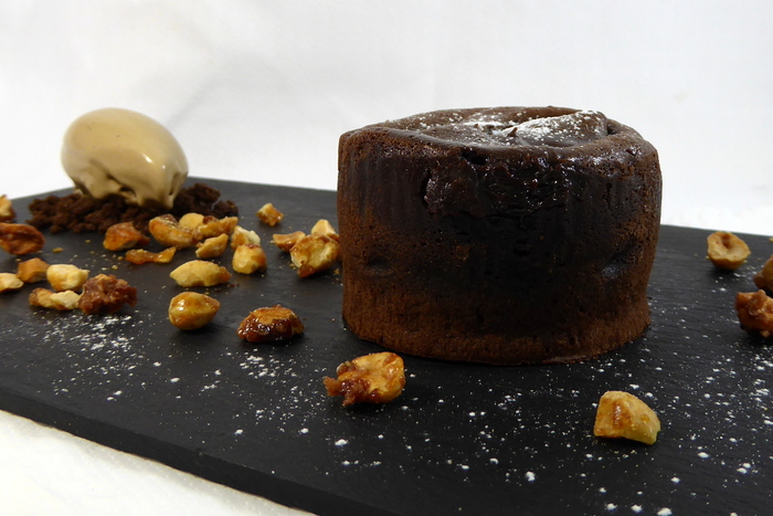 Extra bitter chocolate micuit with coffee ice cream